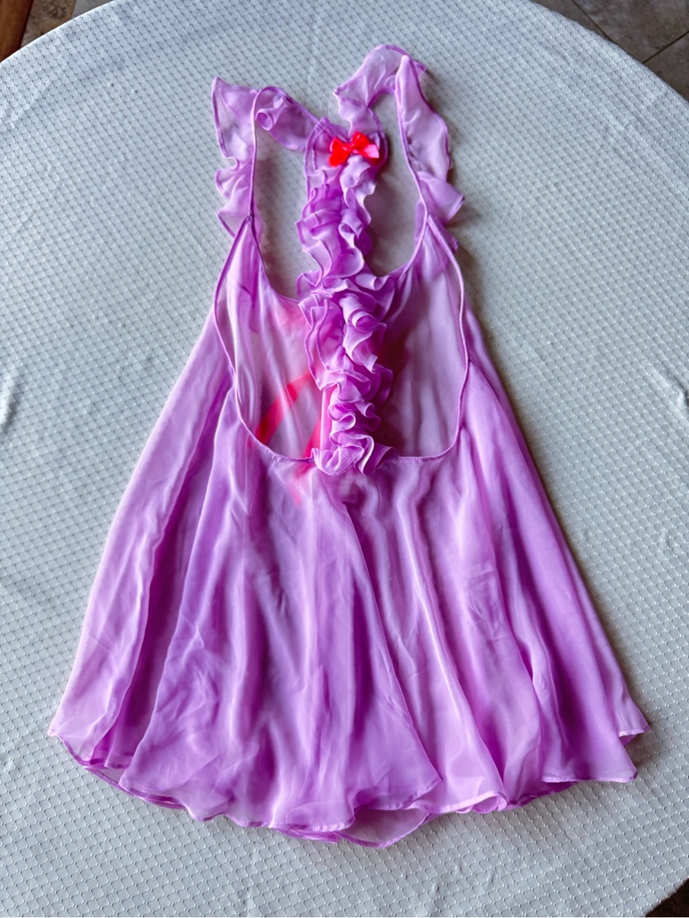 Victoria's Secret Lavender Ruffle-Back Chemise with Pink Bow
